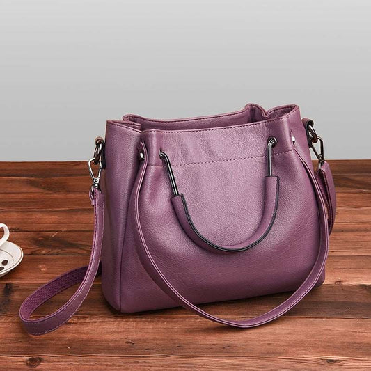 Elegant Retro Bucket Handbag of Soft Leather